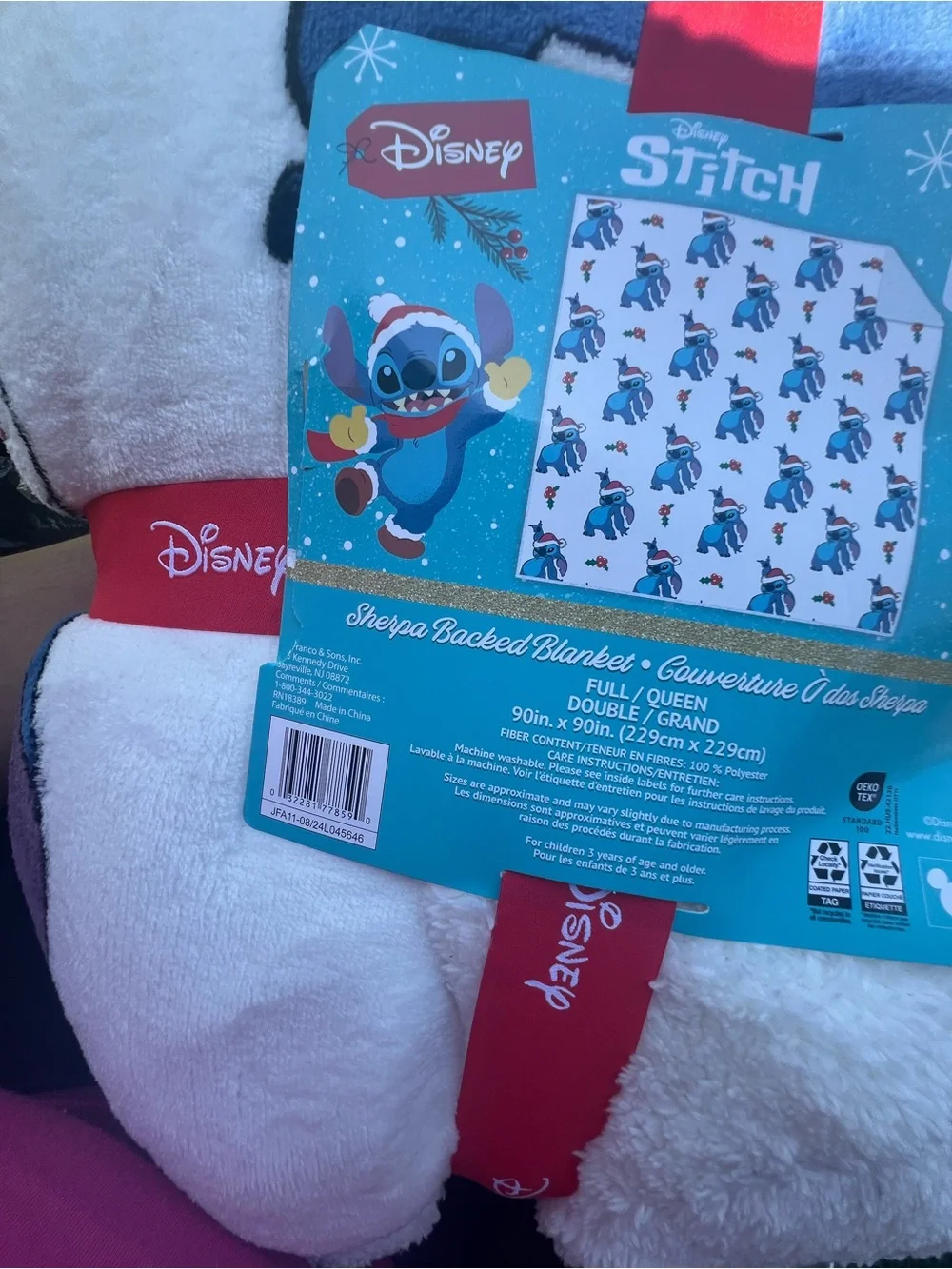 Stitch Christmas Sherpa Blanket